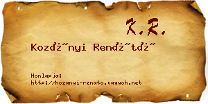 Kozányi Renátó névjegykártya