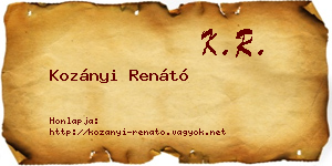 Kozányi Renátó névjegykártya